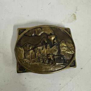 VTG American Train Locomotive Solid Brass Belt Buckle 1976 Heritage Mint Y-I938